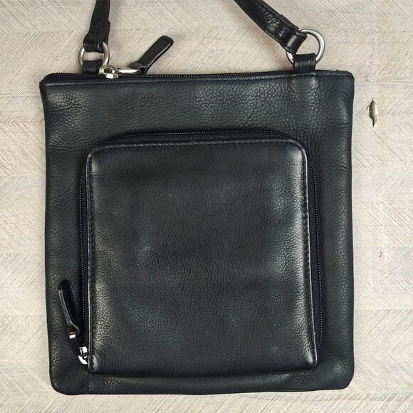 Vintage Fossil Black Leather Crossbody Purse With Card Compartments - Picture 3 of 10